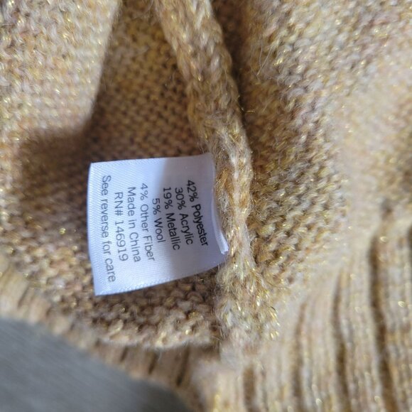 Lauren Conrad Womens Medium Beige Cable Knit Sweater With Metallic Accents - Picture 6 of 6